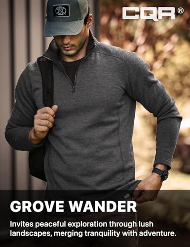 Men's Thermal Fleece Quarter Zip Sweater, Outdoor Lightweight Long Sleeve Pullover, Casual Mock Neck Polo Sweaters