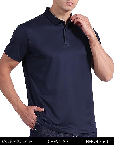 5 Pack Mens Polo Shirt Short Sleeve Tactical Shirts Quick Dry Performance Golf Shirt Pique Jersey Outdoor Shirt