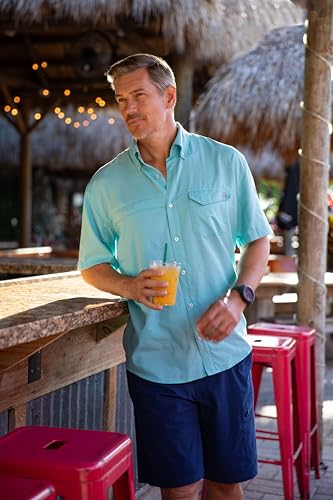 Tide Point Solid Short Sleeve Shirt, Button Down for Men