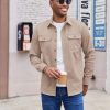 Mens Shirt Jacket Casual Button Up Shirts Long Sleeve Lightweight Shacket with Flap Pockets