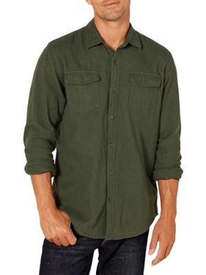Mens Regular-Fit Long-Sleeve Two-Pocket Flannel Shirt