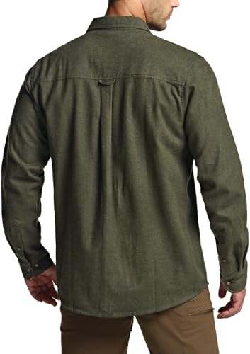 Men's 100% All Cotton Button Down Flannel Shirts, Long Sleeve Brushed Warm Soft Casual Outdoor Plaid Shirt