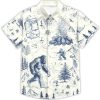 Funny Animal Print Hawaiian Shirt Camping Button Down Retro Outdoor Camping Party Short Sleeve Cyan