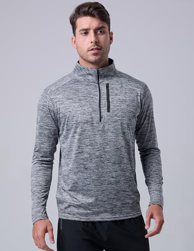 3-Pack Men??s Quarter-Zip Pullover Lightweight Long Sleeve Athletic Jackets Performance Workout Running Shirts