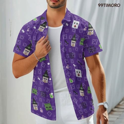 Character Halloween Holiday Movie Hawaiian Shirt, Horror Button Short Sleeve Top, Fantasy Themed