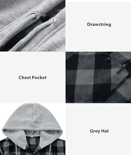 3 Pack Men's Flannel Hoodie Shirts Long Sleeve Casual Vintage Button Down Plaid Shirt Jacket with Pocket