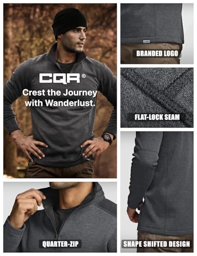 Men's Thermal Fleece Quarter Zip Sweater, Outdoor Lightweight Long Sleeve Pullover, Casual Mock Neck Polo Sweaters