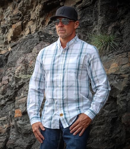 ® Mens Button Up Shirts Long Sleeve Casual Button Down Cotton Vintage Soft Plaid with Pocket