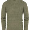 Mens Crewneck Pullover Sweater Waffle Textured Long Sleeve Knitted Sweaters