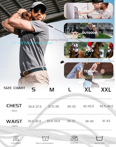5 Pack Mens Polo Shirt Short Sleeve Tactical Shirts Quick Dry Performance Golf Shirt Pique Jersey Outdoor Shirt