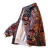 Aztec Shacket Fall Jacket Brocade Jacquard Ethnic Plaid Print Button Down Shirt Casual Spring mid-Weight Coat