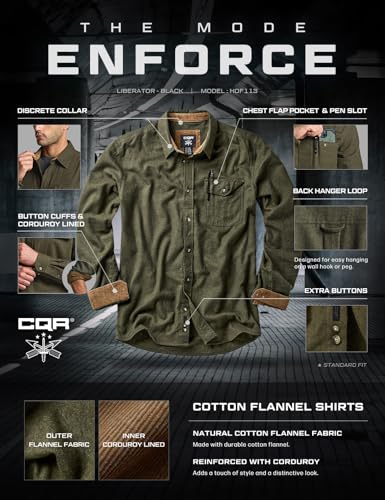 Men's 100% All Cotton Button Down Flannel Shirts, Long Sleeve Brushed Warm Soft Casual Outdoor Plaid Shirt
