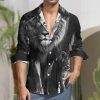 Black and White Animal Lion Men's Dress Shirts Long Sleeve Golf Shirts Casual Button Down T-Shirt for Athletic Business