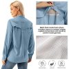 Womens UPF 50+ UV Sun Protection Safari Shirts Long Sleeve Outdoor Cool Quick Dry Fishing Hiking Gardening Shirts