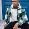 Men's Flannel Shirts Casual Button Down Plaid Shirt Jacket Long Sleeve Fleece Shacket with Pockets