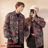 Aztec Shacket Fall Jacket Brocade Jacquard Ethnic Plaid Print Button Down Shirt Casual Spring mid-Weight Coat