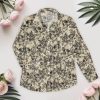 Button Down Shirts for Women Dressy Floral Printed Long Sleeve Blouse Business Casual Work Tops