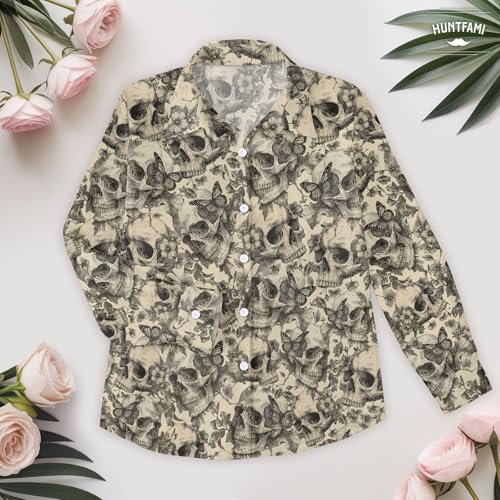 Button Down Shirts for Women Dressy Floral Printed Long Sleeve Blouse Business Casual Work Tops
