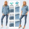 Womens UPF 50+ UV Sun Protection Safari Shirts Long Sleeve Outdoor Cool Quick Dry Fishing Hiking Gardening Shirts