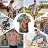 Pinup Girl with Fishing Pole Mens Shirts Short Sleeve Button Down Beach Shirts with Pockets
