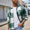 Men's Flannel Shirts Casual Button Down Plaid Shirt Jacket Long Sleeve Fleece Shacket with Pockets