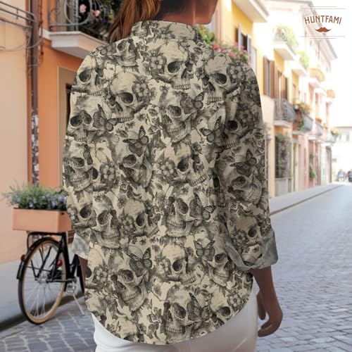 Button Down Shirts for Women Dressy Floral Printed Long Sleeve Blouse Business Casual Work Tops