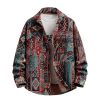 Aztec Shacket Fall Jacket Brocade Jacquard Ethnic Plaid Print Button Down Shirt Casual Spring mid-Weight Coat