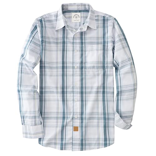 ® Mens Button Up Shirts Long Sleeve Casual Button Down Cotton Vintage Soft Plaid with Pocket