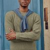 Mens Crewneck Pullover Sweater Waffle Textured Long Sleeve Knitted Sweaters
