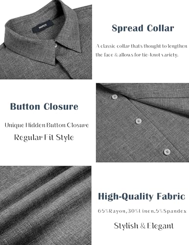 Men's Linen Shirts Short Sleeve Button Down Casual Shirt Business Dress Clothing Beach Fashion Summer Tops