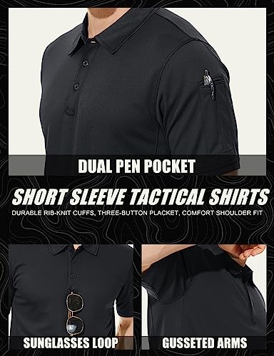 Men's Polo Shirt Quick Dry Performance Short Sleeve Tactical Shirts Pique Jersey Golf Shirt