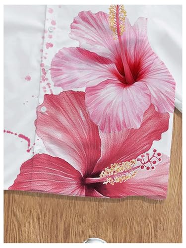 51kcFZ1AQyL.jpg Men's Floral Oversized Shirts Button Down Short Sleeve Baggy Summer Shirt Tops