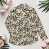 Button Down Shirts for Women Dressy Floral Printed Long Sleeve Blouse Business Casual Work Tops