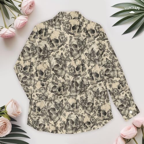 Button Down Shirts for Women Dressy Floral Printed Long Sleeve Blouse Business Casual Work Tops
