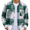 Men's Flannel Shirts Casual Button Down Plaid Shirt Jacket Long Sleeve Fleece Shacket with Pockets