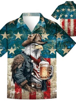 Men Oktoberfest Shirt,American FlagShirt,Funny Halloween Thanksgiving Hawaiian Short Sleeve Shirts Men