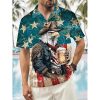 Men Oktoberfest Shirt,American FlagShirt,Funny Halloween Thanksgiving Hawaiian Short Sleeve Shirts Men