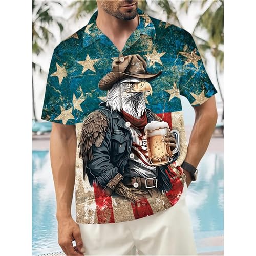 Men Oktoberfest Shirt,American FlagShirt,Funny Halloween Thanksgiving Hawaiian Short Sleeve Shirts Men