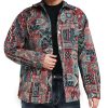 Aztec Shacket Fall Jacket Brocade Jacquard Ethnic Plaid Print Button Down Shirt Casual Spring mid-Weight Coat