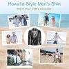 Black and White Animal Lion Men's Dress Shirts Long Sleeve Golf Shirts Casual Button Down T-Shirt for Athletic Business
